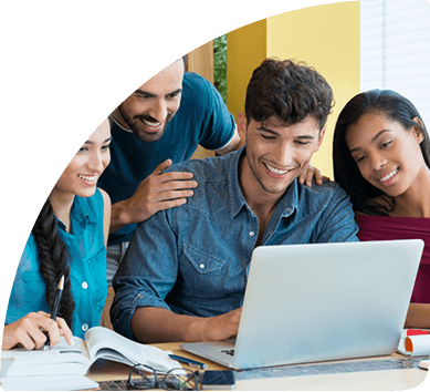 Team working on laptop