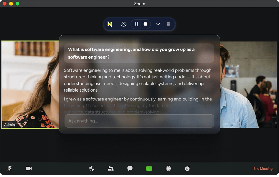 Neenja demo interface in a meeting