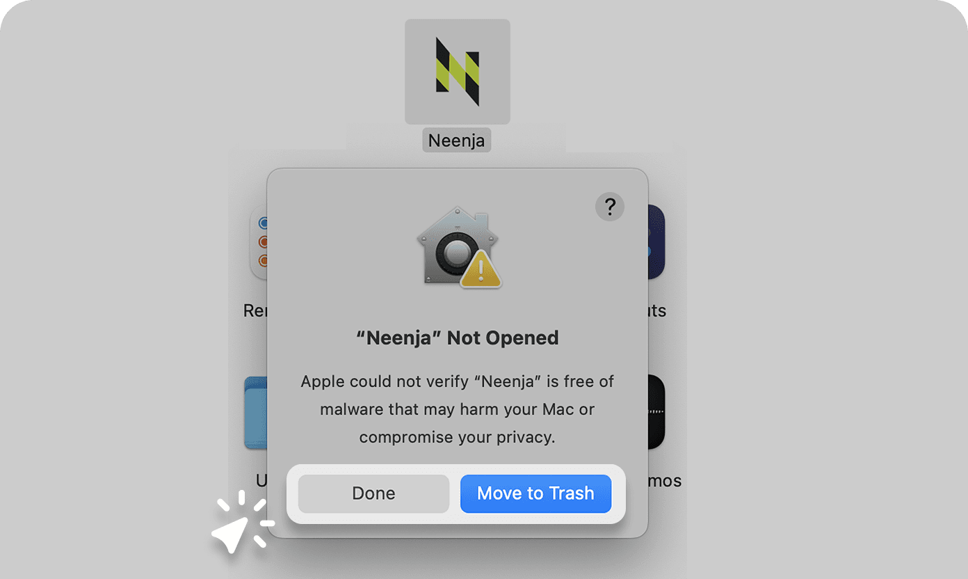 The macOS dialog with a Done button